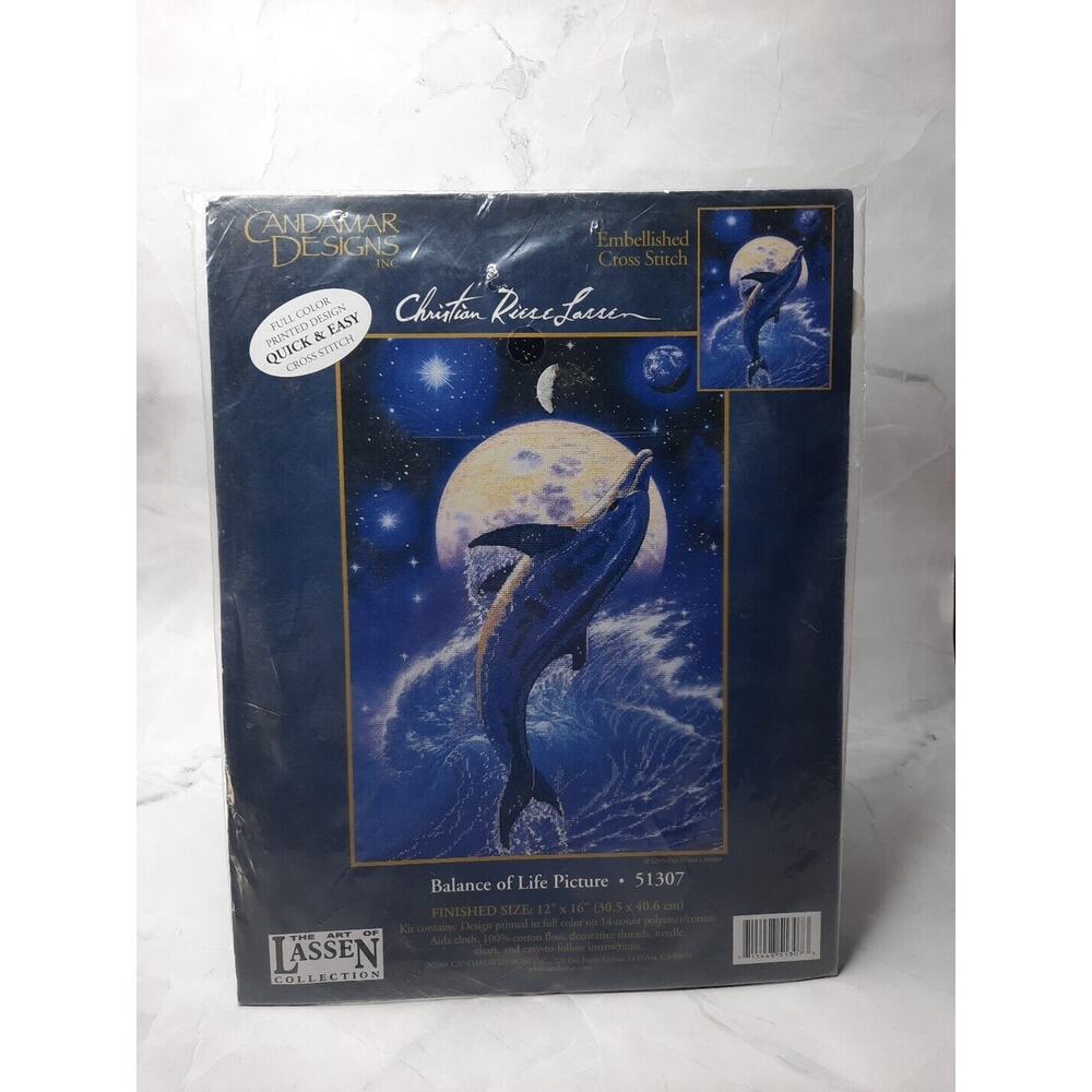Candamar Design Embellished Cross Stitch Kit Balance of LIfe 51307 Dolphin